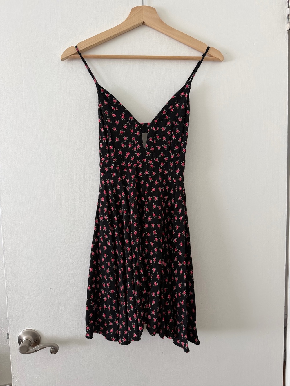 Forever 21 Black Mini Dress with Pink Floral Print